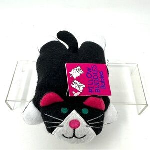 NEW 1997 Vintage Crown Crafts Pillow Buddies Babies Plush Kitty Cat Black White